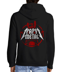 Sweat homme à capuche zippé noir Papy Metal (Gondrax,Humour,Papa Maman Papy Mamie)