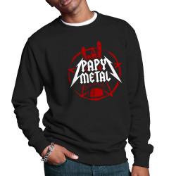 Sweat homme col rond noir Papy Metal (Gondrax,Humour,Papa Maman Papy Mamie)