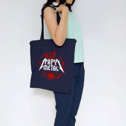 Sac shopping en toile bleu marine Papy Metal (Gondrax,Humour,Papa Maman Papy Mamie)