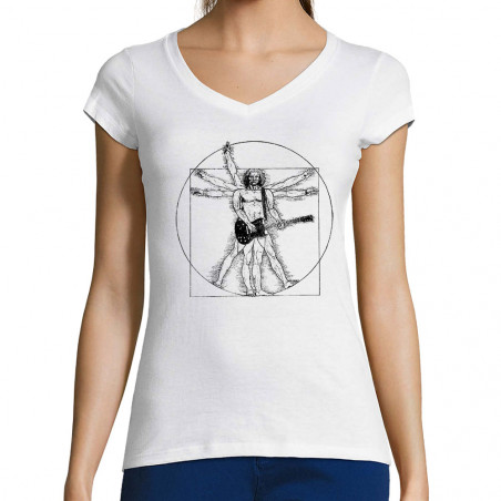 T-shirt femme col V...