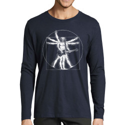 T-shirt homme manches longues bleu marine Vitruve Rock 2 (Gondrax,Homme de Vitruve,Rock & Punk)