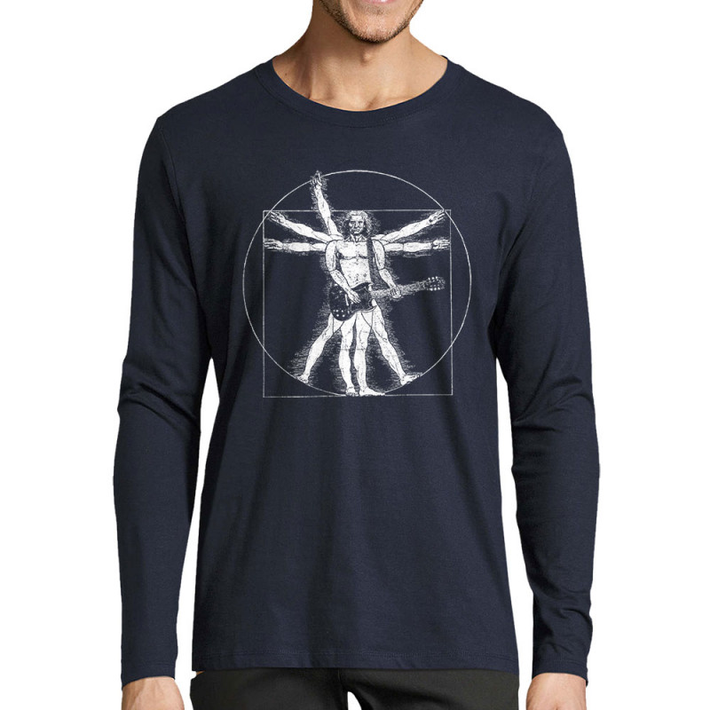 T-shirt homme manches longues bleu marine Vitruve Rock 2 (Gondrax,Homme de Vitruve,Rock & Punk)