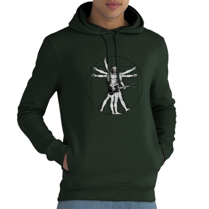 Sweat homme à capuche coton bio vert foncé Vitruve Rock 2 (Gondrax,Homme de Vitruve,Rock & Punk)