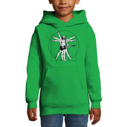 Sweat enfant à capuche vert prairie Vitruve Rock 2 (Gondrax,Homme de Vitruve,Rock & Punk)