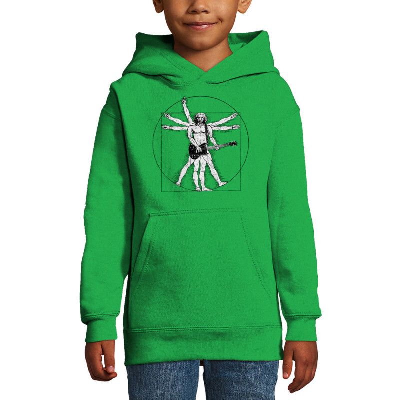 Sweat enfant à capuche vert prairie Vitruve Rock 2 (Gondrax,Homme de Vitruve,Rock & Punk)