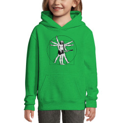 Sweat enfant à capuche vert prairie Vitruve Rock 2 (Gondrax,Homme de Vitruve,Rock & Punk)