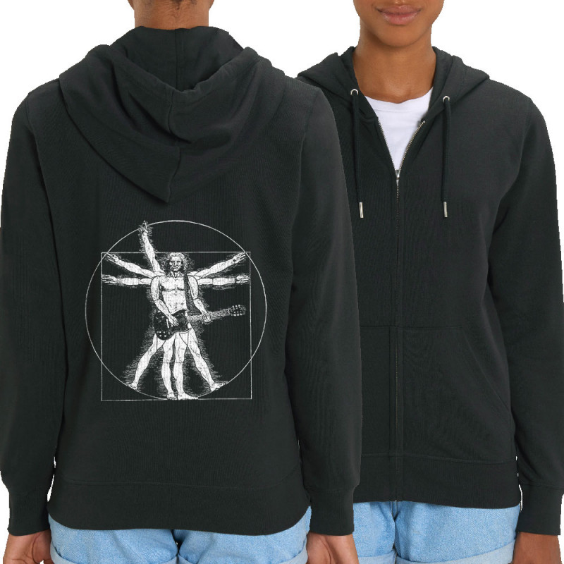 Sweat femme zippé à capuche coton bio noir Vitruve Rock 2 (Gondrax,Homme de Vitruve,Rock & Punk)