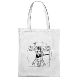Sac shopping en toile blanc Vitruve Rock 2 (Gondrax,Homme de Vitruve,Rock & Punk)