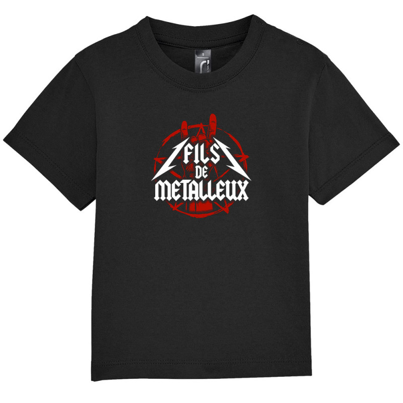 T-shirt bébé noir Fils de métalleux (Gondrax,Humour,Rock & Punk,Bébés)