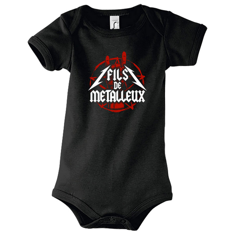 Body bébé noir Fils de métalleux (Gondrax,Humour,Rock & Punk,Bébés)