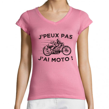 T-shirt femme col V "J'peux...