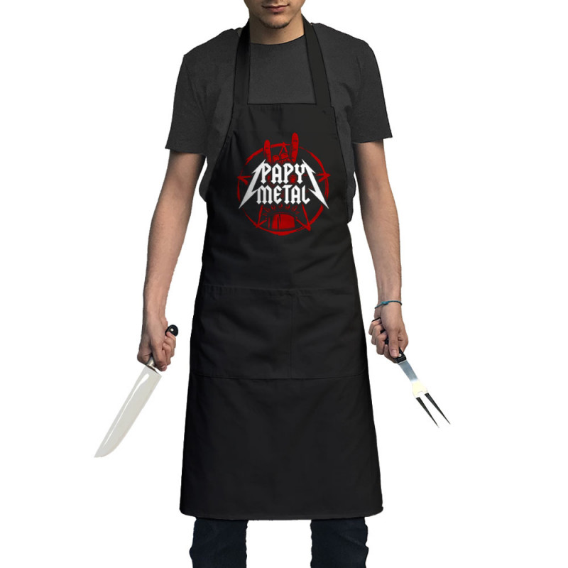 Tablier unisexe noir Papy Metal (Gondrax,Humour,Papa Maman Papy Mamie)