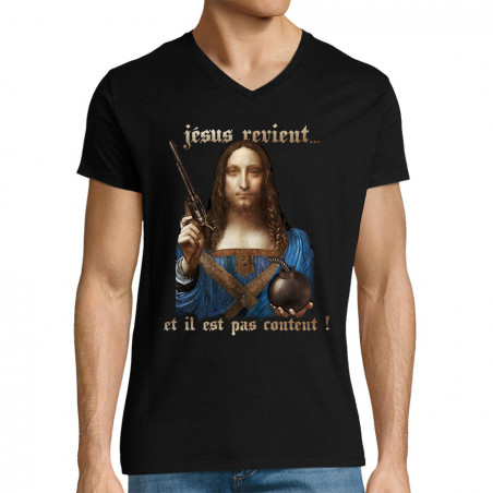 T-shirt homme col V "Jésus...