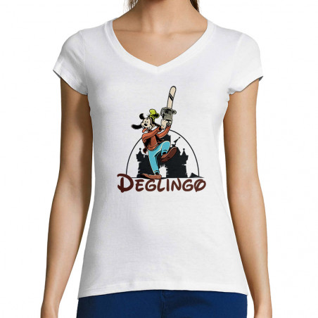 T-shirt femme col V "Déglingo"