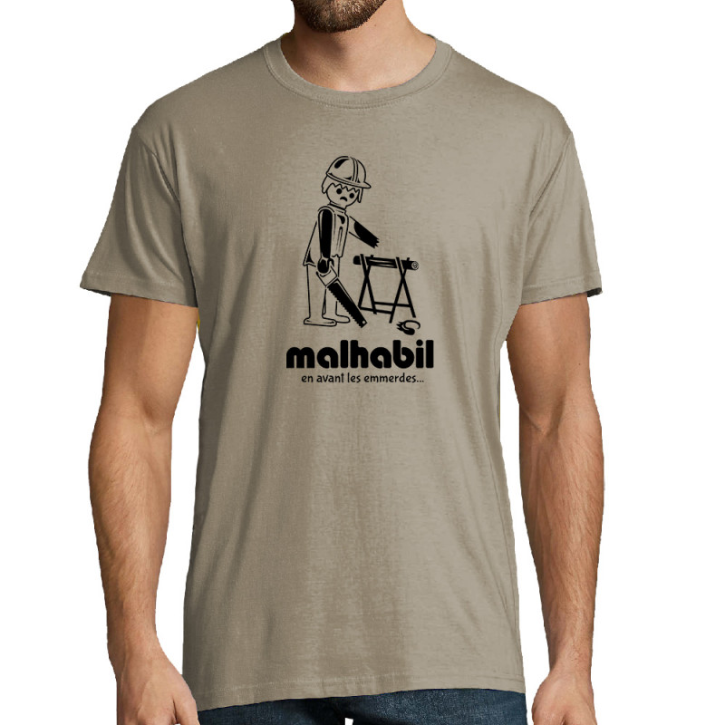 Tee-shirt homme gris zinc Malhabil (Skurg,Humour,Détournements)