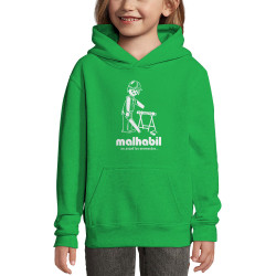 Sweat enfant à capuche vert prairie Malhabil (Skurg,Humour,Détournements)