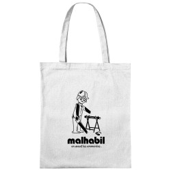 Sac shopping en toile blanc Malhabil (Skurg,Humour,Détournements)