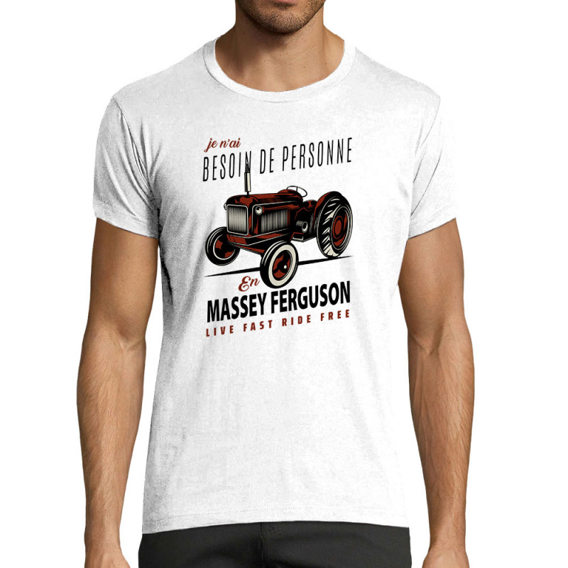 T-shirt homme fit blanc Massey Fergusson (Andy,Détournements,Humour)