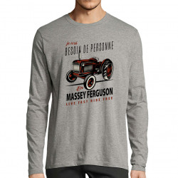 T-shirt homme manches longues gris chiné Massey Fergusson (Andy,Détournements,Humour)