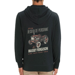 Sweat homme zippé à capuche coton bio noir Massey Fergusson (Andy,Détournements,Humour)