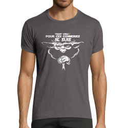 T-shirt homme fit gris foncé Yoda trop vieux (Skurg,Films/Séries,Détournements,Star Wars)