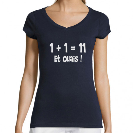 T-shirt femme col V "un...