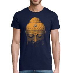 T-shirt homme coton bio bleu marine Buddha Face (Ethnique)