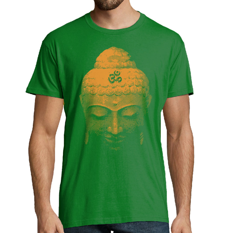 Tee-shirt homme vert prairie Buddha Face (Ethnique)