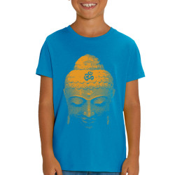 T-shirt enfant coton bio bleu azur Buddha Face (Ethnique)