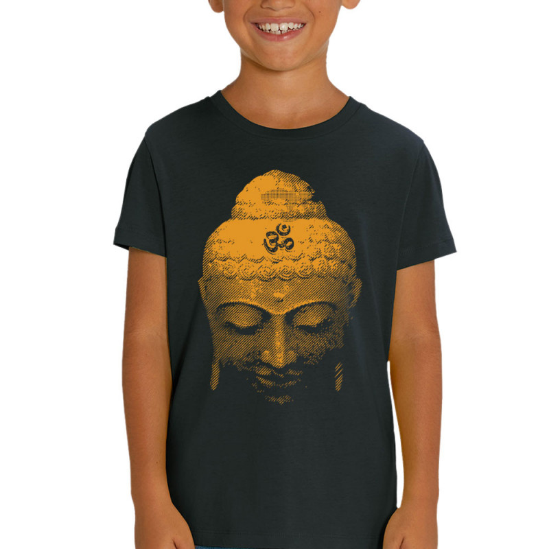 T-shirt enfant coton bio noir Buddha Face (Ethnique)