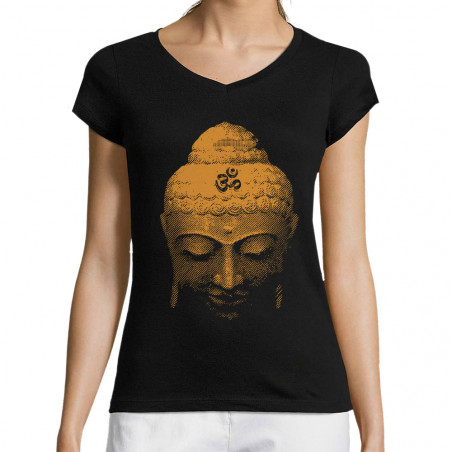 T-shirt femme col V "Buddha...