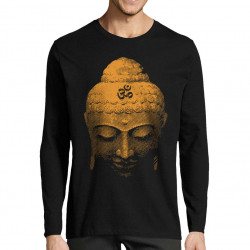 T-shirt homme manches longues noir Buddha Face (Ethnique)
