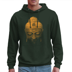 Sweat homme à capuche vert foncé Buddha Face (Ethnique)