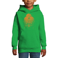 Sweat enfant à capuche vert prairie Buddha Face (Ethnique)