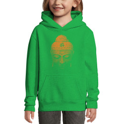 Sweat enfant à capuche vert prairie Buddha Face (Ethnique)