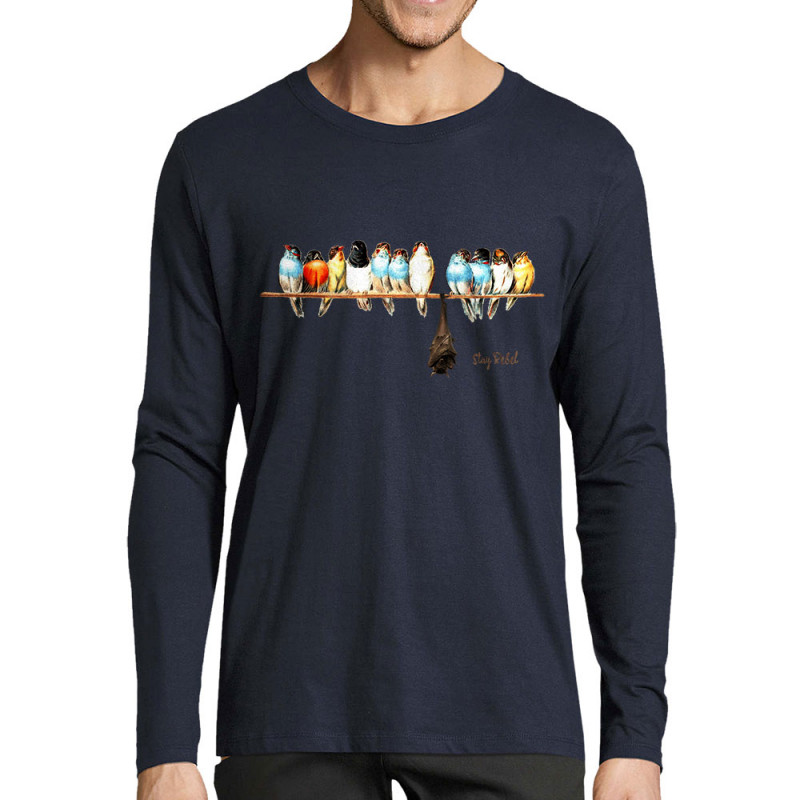 T-shirt homme manches longues bleu marine Stay Rebel couleurs (Gondrax,Animaux,Humour)
