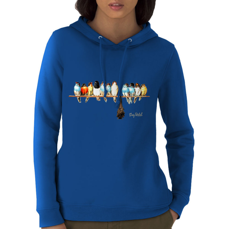 Sweat femme à capuche coton bio bleu royal Stay Rebel couleurs (Gondrax,Animaux,Humour)