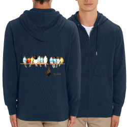 Sweat homme zippé à capuche coton bio bleu marine Stay Rebel couleurs (Gondrax,Animaux,Humour)