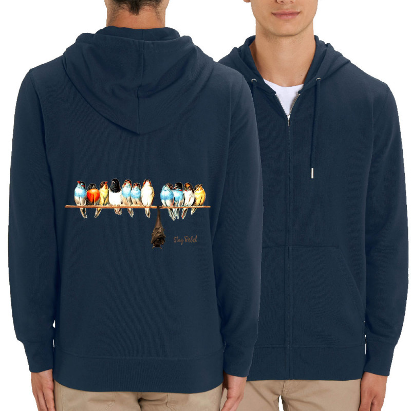 Sweat homme zippé à capuche coton bio bleu marine Stay Rebel couleurs (Gondrax,Animaux,Humour)