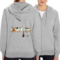 Sweat femme zippé à capuche coton bio gris chiné Stay Rebel couleurs (Gondrax,Animaux,Humour)