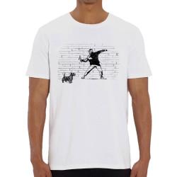 T-shirt homme coton bio blanc Banksy Vas chercher (Gondrax,Animaux,Humour)