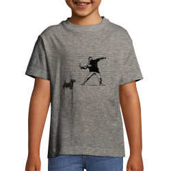 T-shirt enfant gris chiné Banksy Vas chercher (Gondrax,Animaux,Humour)