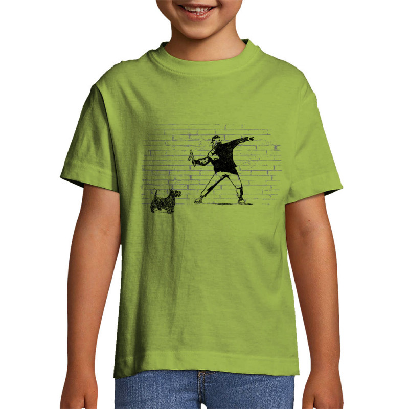 T-shirt enfant vert pomme Banksy Vas chercher (Gondrax,Animaux,Humour)