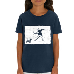 T-shirt enfant coton bio bleu marine Banksy Vas chercher (Gondrax,Animaux,Humour)