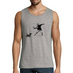 Débardeur homme gris chiné Banksy Vas chercher (Gondrax,Animaux,Humour)
