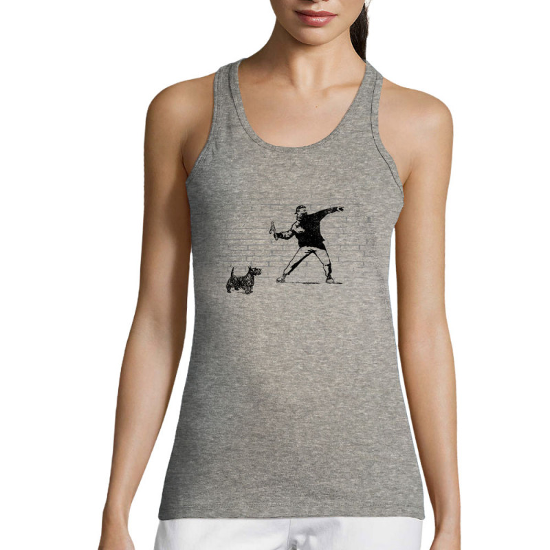 Débardeur femme gris chiné Banksy Vas chercher (Gondrax,Animaux,Humour)