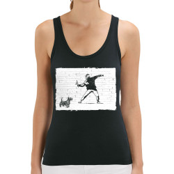 Débardeur femme coton bio noir Banksy Vas chercher (Gondrax,Animaux,Humour)