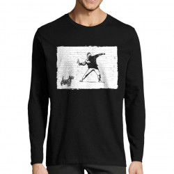 T-shirt homme manches longues noir Banksy Vas chercher (Gondrax,Animaux,Humour)