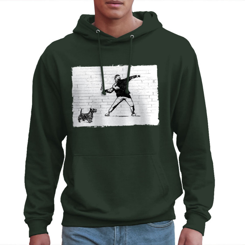 Sweat homme à capuche vert foncé Banksy Vas chercher (Gondrax,Animaux,Humour)