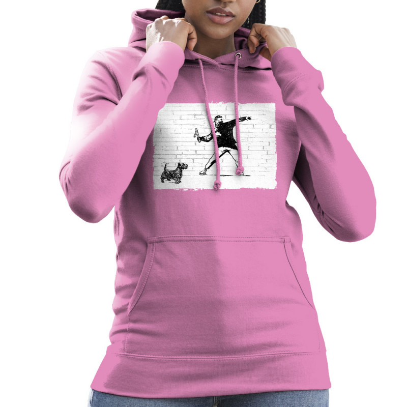 Sweat femme à capuche rose Banksy Vas chercher (Gondrax,Animaux,Humour)